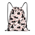 thumbnail image 1 of Drawstring Backpack - Striped Style Cartoon Cat Black Splash Proof Small Drawstring Gym Bag for Women Men, Cinch Sports String Bag Backpack for Travel Swimming Beach, 1 of 8