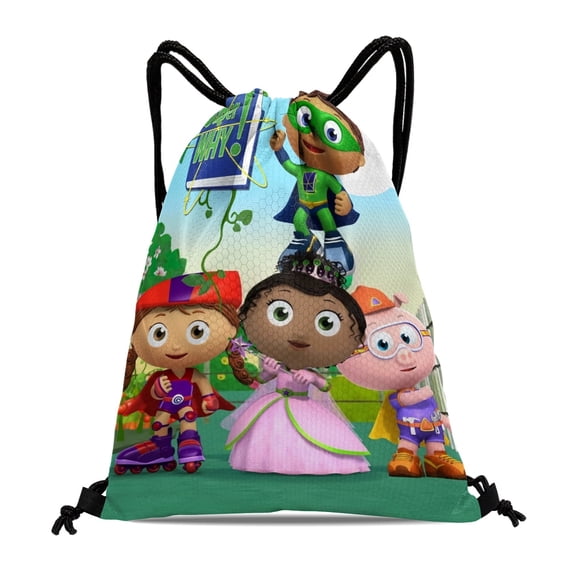 Drawstring Backpack for Super Why Drawstring Pocket Adults Women Men Party Favor Bags Sports for Gym Travel Swimming Hiking Camping Tote Bag 11.8 × 15.7 in