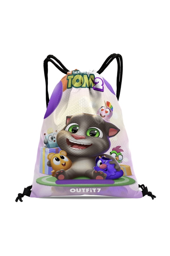 Drawstring Backpack for Talking Tom Drawstring Pocket Adults Women Men Party Favor Bags Sports for Gym Travel Swimming Hiking Camping Tote Bag 15.7 × 17.7 in
