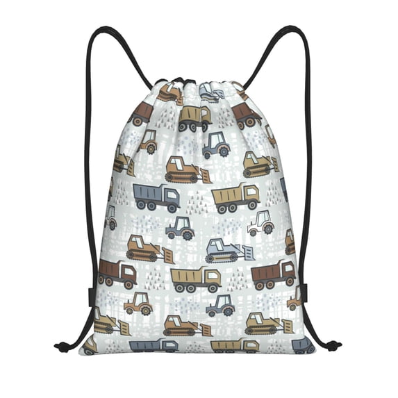 Drawstring Backpack - Tractor and Dumper Splash Proof Small Drawstring Gym Bag for Women Men, Cinch Sports String Bag Backpack for Travel Swimming Beach