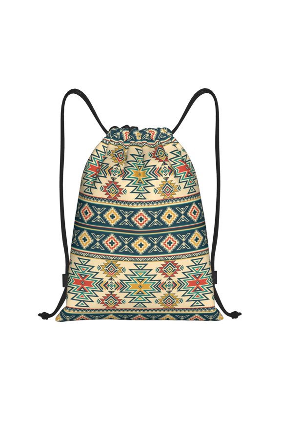 Drawstring Backpack - Traditional Tribal Aztec1 Splash Proof Small Drawstring Gym Bag for Women Men, Cinch Sports String Bag Backpack for Travel Swimming Beach