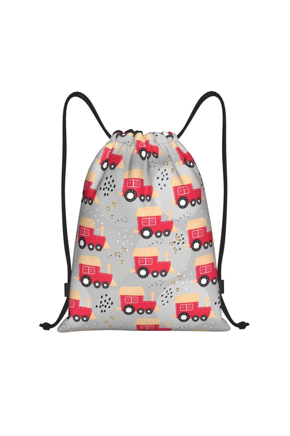 Drawstring Backpack - Train Pattern Splash Proof Small Drawstring Gym Bag for Women Men, Cinch Sports String Bag Backpack for Travel Swimming Beach