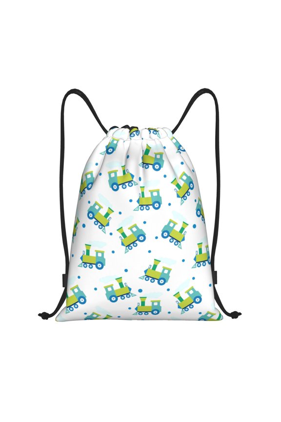 Drawstring Backpack - Train Pattern green Splash Proof Small Drawstring Gym Bag for Women Men, Cinch Sports String Bag Backpack for Travel Swimming Beach