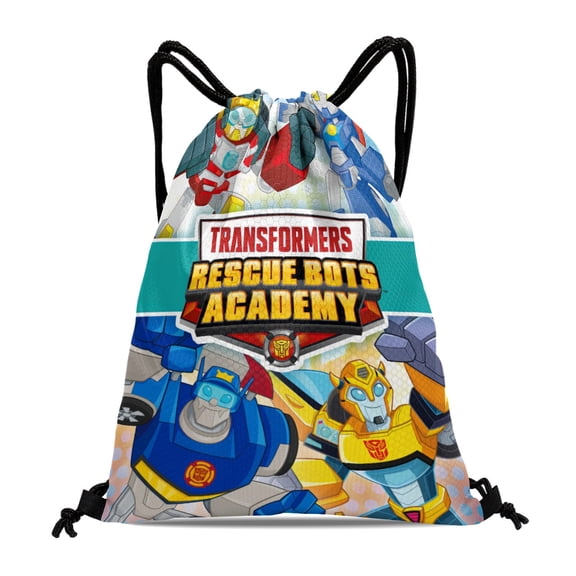 Drawstring Backpack for Transformers Rescue Bots Drawstring Pocket Adults Women Men Party Favor Bags Sports for Gym Travel Swimming Hiking Camping Tote Bag 11.8 × 15.7 in