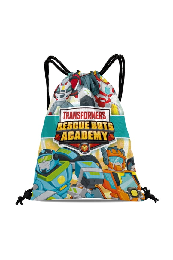 Drawstring Backpack for Transformers Rescue Bots Sackpack Adults Women Men Party Favor Bags Sports for Gym Travel Swimming Hiking Camping Tote Bag 11.8 × 15.7 in