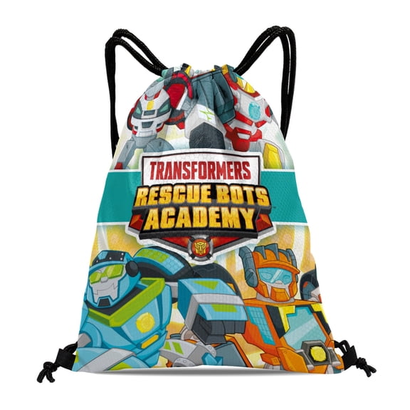 Drawstring Backpack for Transformers Rescue Bots Sackpack Adults Women Men Party Favor Bags Sports for Gym Travel Swimming Hiking Camping Tote Bag 15.7 × 17.7 in