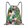 thumbnail image 1 of Drawstring Backpack - Tropical Cute Parrot Toucan Plant Splash Proof Small Drawstring Gym Bag for Women Men, Cinch Sports String Bag Backpack for Travel Swimming Beach, 1 of 8