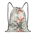 thumbnail image 1 of Drawstring Backpack - Tropical With Flamingos Splash Proof Small Drawstring Gym Bag for Women Men, Cinch Sports String Bag Backpack for Travel Swimming Beach, 1 of 8