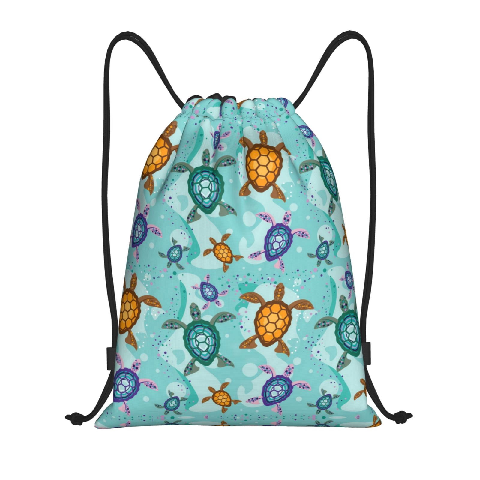 Drawstring Backpack - Turtles And Sea Cheer Gym Bag for Women Men ...