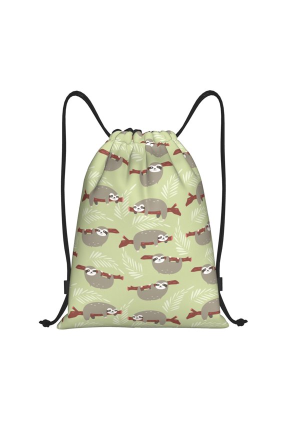 Drawstring Backpack - Twig sloth Splash Proof Small Drawstring Gym Bag for Women Men, Cinch Sports String Bag Backpack for Travel Swimming Beach