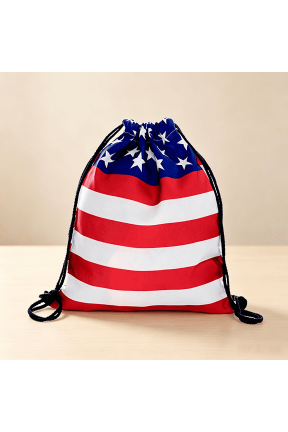 Drawstring Backpack - USA Flag Print A Splash Proof Small Drawstring Gym Bag for Women Men, Cinch Sports String Bag Backpack for Travel Swimming Beach