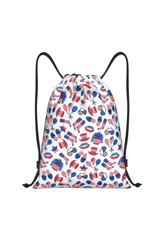 Drawstring Backpack - USA Flag Print colorful Splash Proof Small Drawstring Gym Bag for Women Men, Cinch Sports String Bag Backpack for Travel Swimming Beach