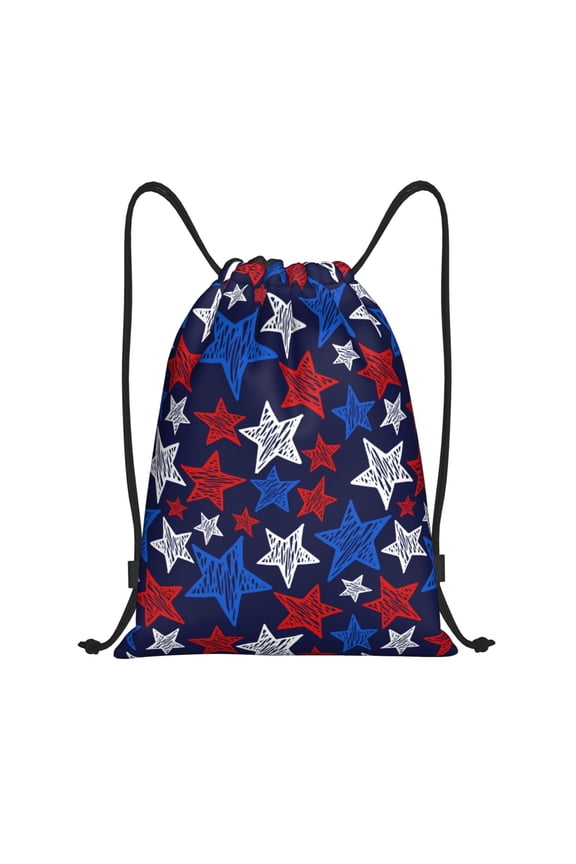 Drawstring Backpack - USA Flag Print star Splash Proof Small Drawstring Gym Bag for Women Men, Cinch Sports String Bag Backpack for Travel Swimming Beach