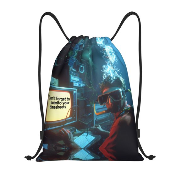 Drawstring Backpack - Underwater Office Diver Splash Proof Small Drawstring Gym Bag for Women Men, Cinch Sports String Bag Backpack for Travel Swimming Beach