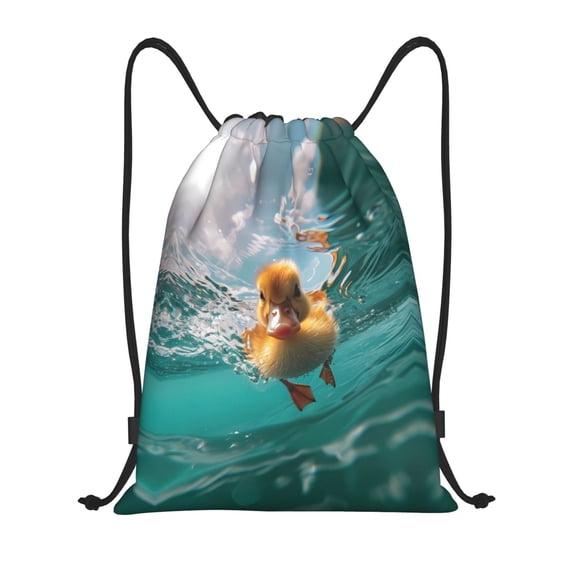Drawstring Backpack - Underwater Swimming Duck Splash Proof Small Drawstring Gym Bag for Women Men, Cinch Sports String Bag Backpack for Travel Swimming Beach
