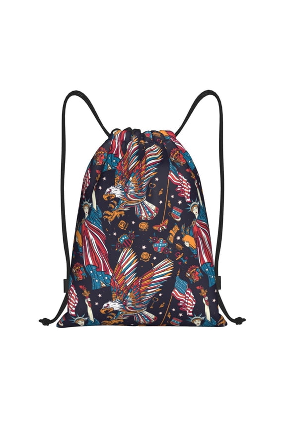 Drawstring Backpack - United States Of America Splash Proof Small Drawstring Gym Bag for Women Men, Cinch Sports String Bag Backpack for Travel Swimming Beach