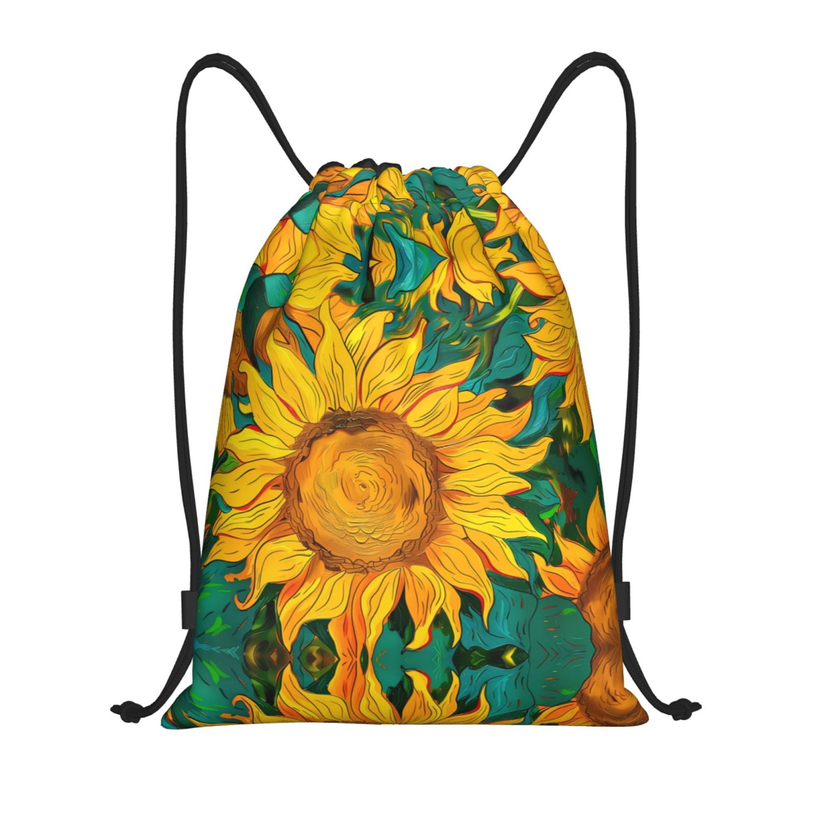 Drawstring Backpack, Vibrant Sunflower Painting Light Waterproof Sports ...