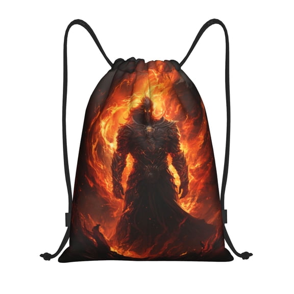 Drawstring Backpack - Vintage Red Fire Warrior Splash Proof Small Drawstring Gym Bag for Women Men, Cinch Sports String Bag Backpack for Travel Swimming Beach