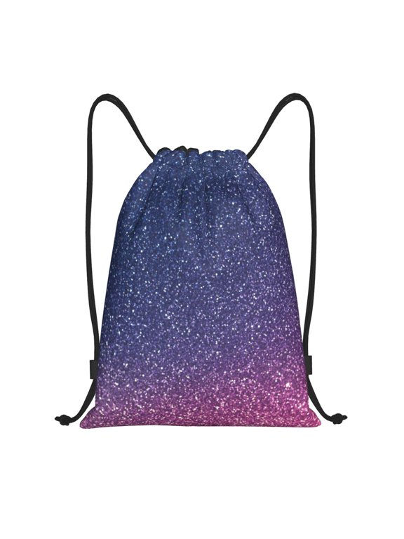 Drawstring Backpack - Violet Glitter Splash Proof Small Drawstring Gym Bag for Women Men, Cinch Sports String Bag Backpack for Travel Swimming Beach