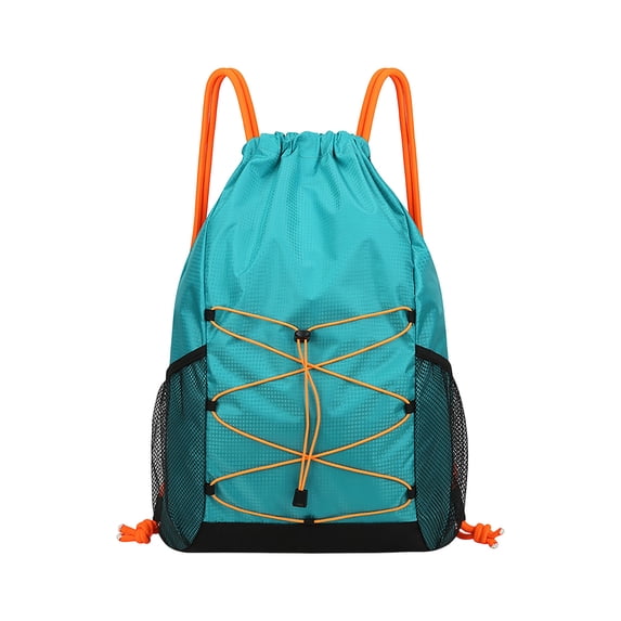 Drawstring Backpack, Water-Repellent Large Capacity Oxford Cloth Sack Bag with Side Mesh Pockets, Lightweight Sport Gym Bag for Hiking, Cycling, Travel & Outdoor Activities