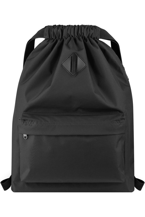 Drawstring Backpack Water Resistant String Bag Sports Gym Sack with Side Pocket for Men Women