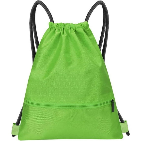 Drawstring Backpack,Water Resistant String Bag, Sports Sackpack Gym Sack for Men Women Travel Storage Use,Fluorescent Green