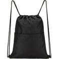 thumbnail image 1 of Drawstring Backpack Water Resistant String Bag Sports Sackpack Gym Sack with Side Pocket for Men Women, 1 of 6