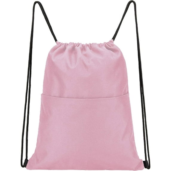 Drawstring Backpack Water Resistant String Bag Sports Sackpack Gym Sack with Side Pocket for Men Women