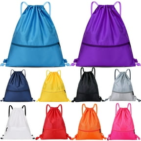Drawstring Backpack Water Resistant String Bag Sports Sackpack Gym Sack with Zipper Pocket for Men Women, 1 Pack