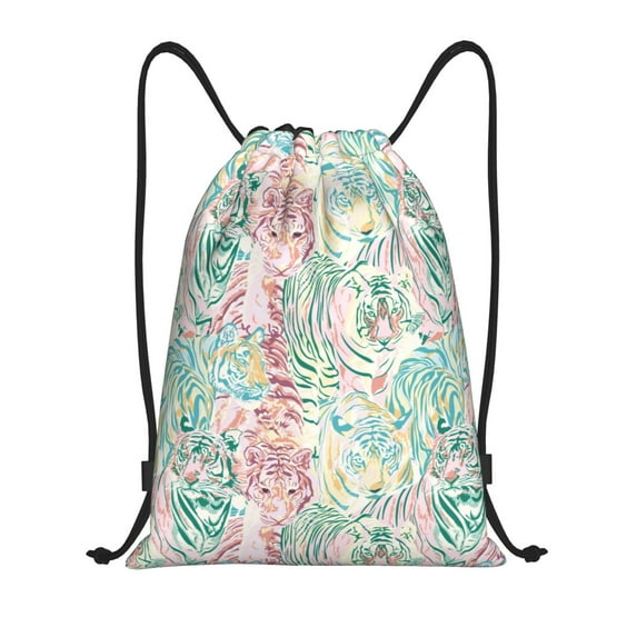 Drawstring Backpack - Watercolor tiger A Splash Proof Small Drawstring Gym Bag for Women Men, Cinch Sports String Bag Backpack for Travel Swimming Beach