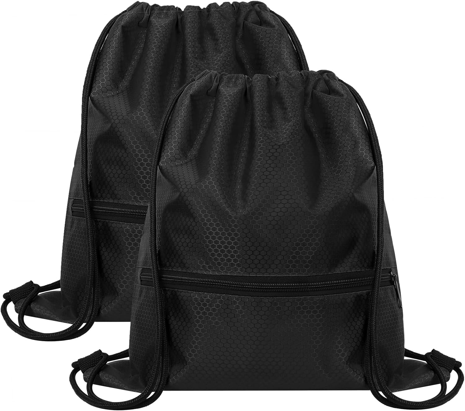 Drawstring Backpack Waterproof, Draw String Back Bag with Zipper Pocket ...