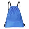 thumbnail image 1 of Drawstring Backpack Waterproof Drawstring Bag With Zipper Pocket Blue - 43X50Cm (Converted To Approx. 17X20 Inch) For Gym, Travel, Shopping, Sports, Daily Use, 1 of 2