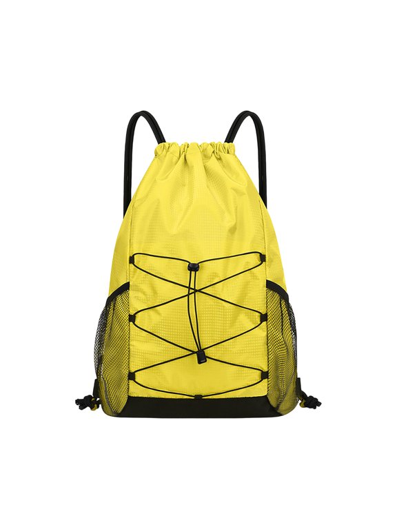 Drawstring Backpack, Waterproof Large Capacity Beach Bag, Side Mesh Pocket Sport Drawstring Sack For Cycling Hiking Workout Swim
