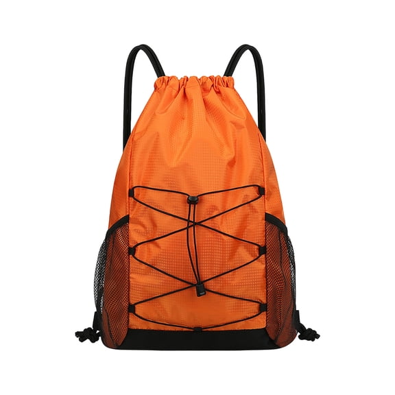 Drawstring Backpack, Waterproof Large Capacity Beach Bag, Side Mesh Pocket Sport Drawstring Sack For Cycling Hiking Workout Swim