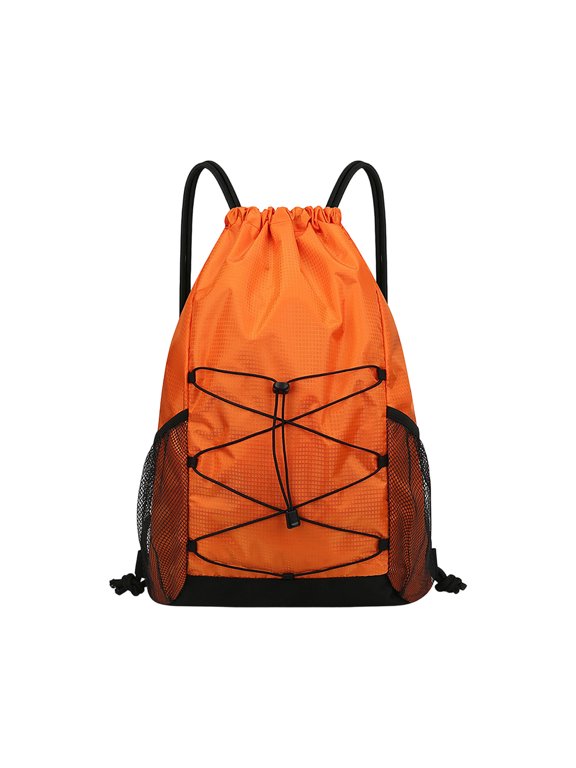 Drawstring Backpack, Waterproof Large Capacity Beach Bag, Side Mesh Pocket Sport Drawstring Sack For Cycling Hiking Workout Swim