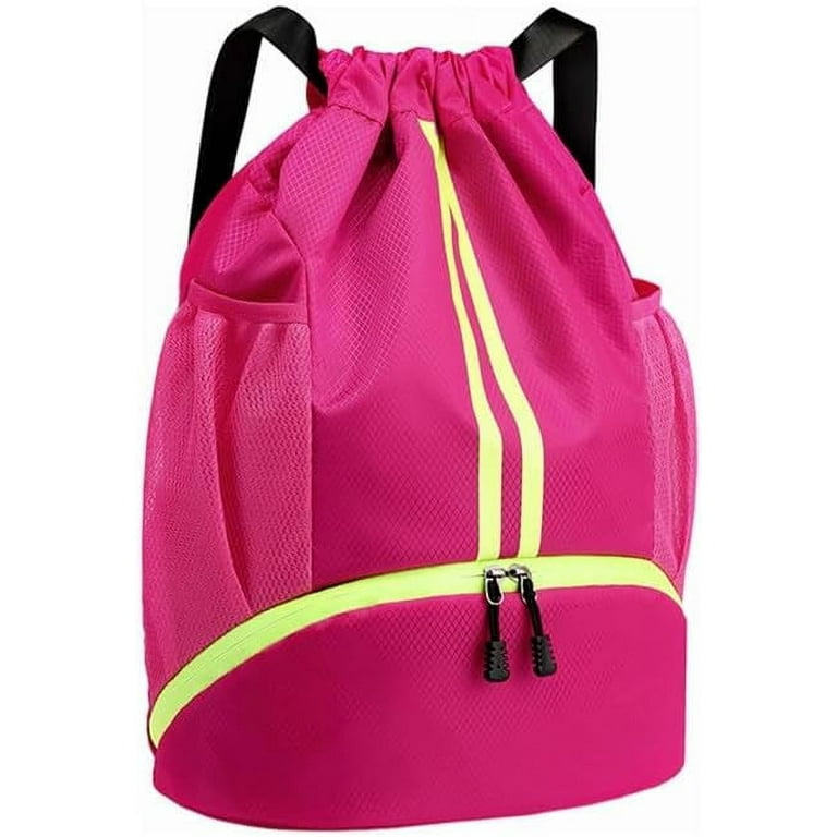 Drawstring bag with shoe compartment sale