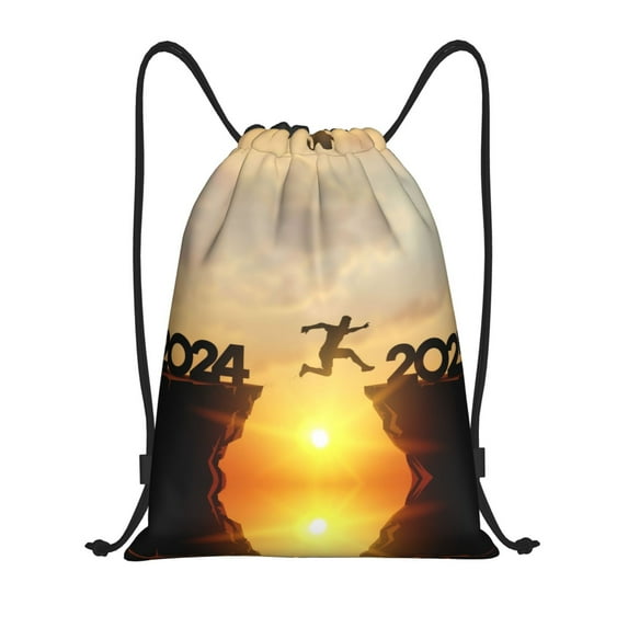 Drawstring Backpack - Welcome Merry Christmas In 2025 Splash Proof Small Drawstring Gym Bag for Women Men, Cinch Sports String Bag Backpack for Travel Swimming Beach