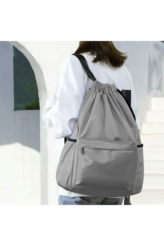 Drawstring Backpack with Wet Pocket, Water Resistant Gym Sack for Swimwear, Lightweight Sports Bag for Beach Yoga, String Backpack with Separate Compartment