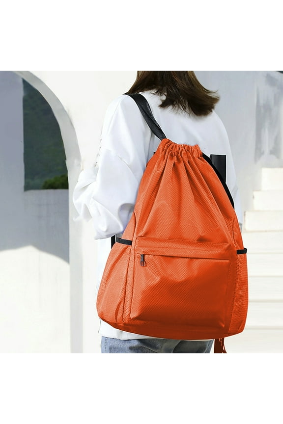 Drawstring Backpack With Wet Pocket | Waterproof Lightweight Gym Bag | Multi-Pocket Sports Beach Swim Travel Bag | Unisex Cinch Sack | 14.6x7.1x18.9in | Gray Black Red Orange Blue
