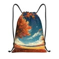 thumbnail image 1 of Drawstring Backpack - Whimsical Autumn Leaf Breeze Splash Proof Small Drawstring Gym Bag for Women Men, Cinch Sports String Bag Backpack for Travel Swimming Beach, 1 of 8