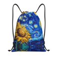 thumbnail image 1 of Drawstring Backpack, Whimsical Sunflowers Night Sky Light Waterproof Sports Gym Bag Draw String Back Bag for Men Women, Sackpack Cinch Workout Bag for Sports, Travel, Swimming, Beach, 1 of 8
