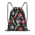 thumbnail image 1 of Drawstring Backpack - Wine Bottle Print No.9019 Splash Proof Small Drawstring Gym Bag for Women Men, Cinch Sports String Bag Backpack for Travel Swimming Beach, 1 of 8