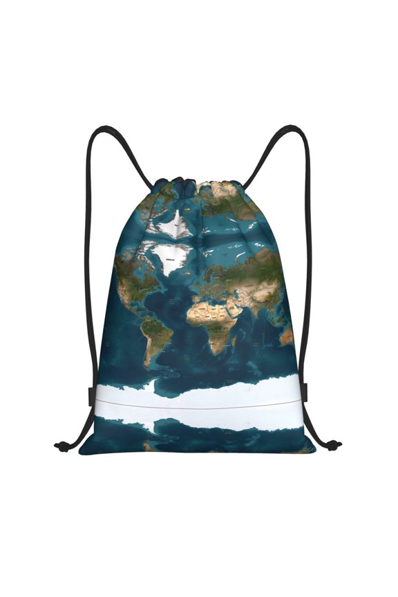 Drawstring Backpack - World Map Splash Proof Small Drawstring Gym Bag for Women Men, Cinch Sports String Bag Backpack for Travel Swimming Beach
