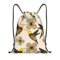 thumbnail image 1 of Drawstring Backpack - Yellow Flowers Hummingbird Splash Proof Small Drawstring Gym Bag for Women Men, Cinch Sports String Bag Backpack for Travel Swimming Beach, 1 of 8