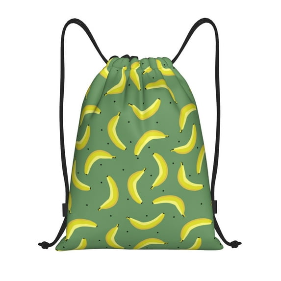 Drawstring Backpack - Yellow ripe bananas Splash Proof Small Drawstring Gym Bag for Women Men, Cinch Sports String Bag Backpack for Travel Swimming Beach