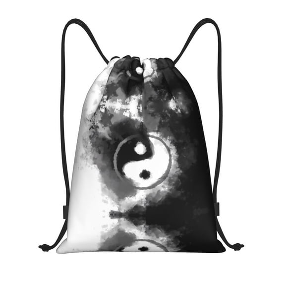 Drawstring Backpack - Yin And Yang Splash Proof Small Drawstring Gym Bag for Women Men, Cinch Sports String Bag Backpack for Travel Swimming Beach