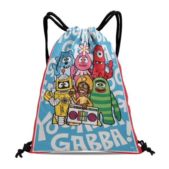 Drawstring Backpack for Yo Gabba Gabba Sackpack Adults Women Men Party Favor Bags Sports for Gym Travel Swimming Hiking Camping Tote Bag 11.8 × 15.7 in