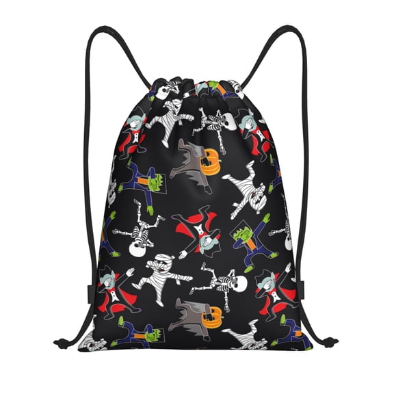 Drawstring Backpack - Zombie Mummy Skeleton Splash Proof Small Drawstring Gym Bag for Women Men, Cinch Sports String Bag Backpack for Travel Swimming Beach