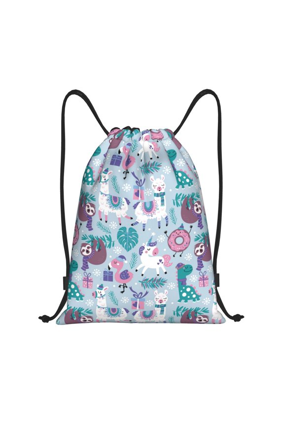 Drawstring Backpack - alpaca sloth Splash Proof Small Drawstring Gym Bag for Women Men, Cinch Sports String Bag Backpack for Travel Swimming Beach