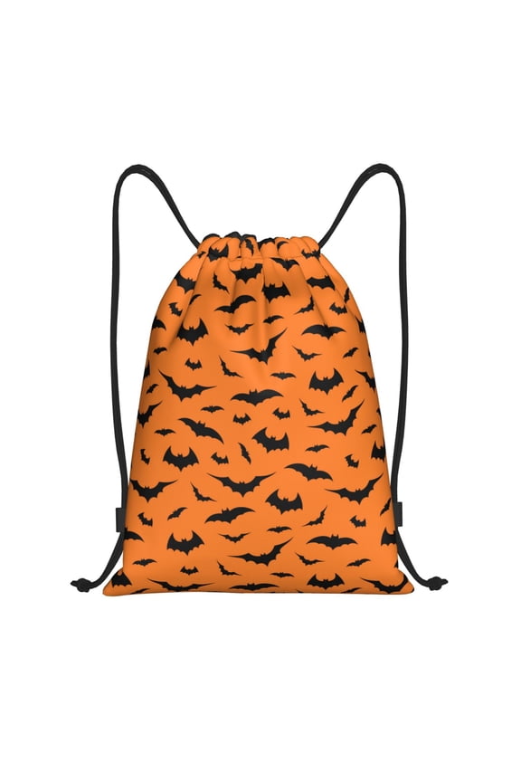 Drawstring Backpack - bat halloween design Splash Proof Small Drawstring Gym Bag for Women Men, Cinch Sports String Bag Backpack for Travel Swimming Beach